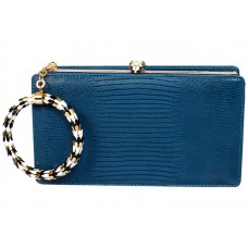 Bvlgari Serpenti gerahmte Pochette in Eidechsenhautblau