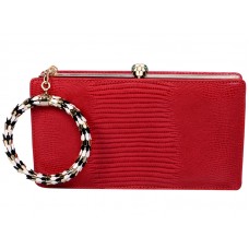 Bvlgari Serpenti gerahmte Pochette aus Eidechsenleder Rose
