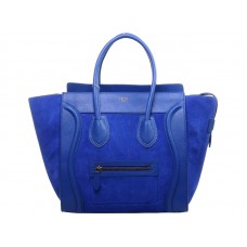 Celine Luggage Medium Tote aus Kalbsleder Blau/Wildleder