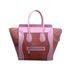 Celine Luggage Medium Tote aus Kalbsleder in Rosa/Wildleder