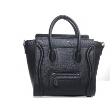 Celine Luggage Mini Tote aus genarbtem Leder, Schwarz