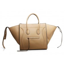 Celine Luggage Phantom Square Tote Bag Beige mit schwarzem Besatz