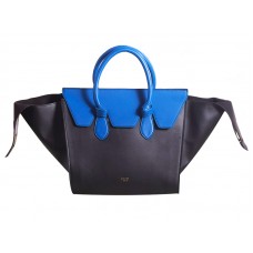 Celine Tie Bag Original Leder Schwarz mit Blau