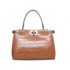 Fendi Iconic Mini Peekaboo Tasche aus beigefarbenem Krokodilleder