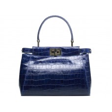 Fendi Iconic Mini Peekaboo Tasche aus Krokodilleder Blau