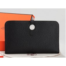 Hermès Dogon Togo Original Leder-Geldbörse Schwarz