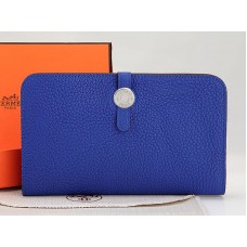Hermès Dogon Togo Original Leder-Geldbörse, kombiniert in Electric Blue