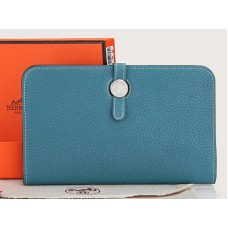 Hermès Dogon Togo Original Leder-Geldbörse, mittelblau