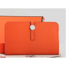 Hermès Dogon Togo Original Leder-Geldbörse Orange