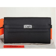 Hermès Dogon Togo Original Leder Kelly Long Geldbörse Schwarz