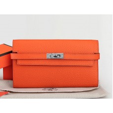 Hermès Dogon Togo Original Leder Kelly Long Geldbörse Orange