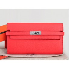 Hermès Dogon Togo Original Leder Kelly Long Geldbörse Wassermelonenrot
