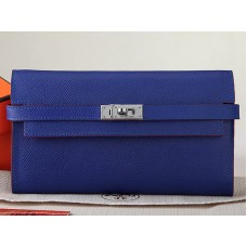 Hermès Kelly Long Geldbörse aus originalem Epsom-Kalbsleder, Electric Blue