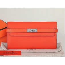 Hermès Kelly Long Geldbörse aus originalem Epsom-Kalbsleder, orange