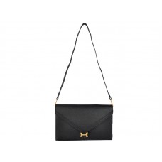 Hermes Pilot Envelope Clutch, Schwarz mit goldfarbenen Beschlägen