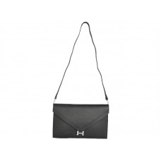 Hermes Pilot Envelope Clutch, Schwarz mit silberfarbenen Beschlägen