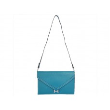 Hermes Pilot Envelope Clutch, blau mit silberfarbenen Beschlägen