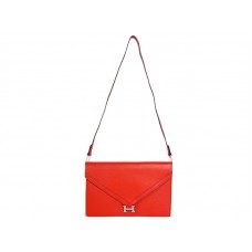 Hermes Pilot Envelope Clutch, rot mit silbernen Beschlägen
