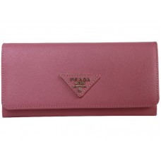Prada Saffiano Ledergeldbörse mit Dreieckslogo, Rosa