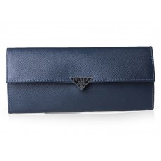 Prada Saffiano Kalbsleder-Geldbörse, Blau
