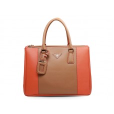 Prada Saffiano Lux Tote Braun mit Orange