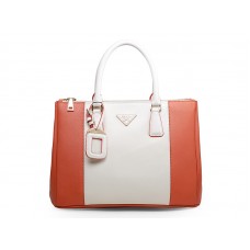 Prada Saffiano Lux Tote Weiß mit Orange
