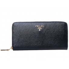 Prada Saffiano Zippy Geldbörse Schwarz