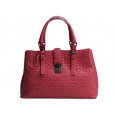 Bottega Veneta Roma Intrecciato Ledertasche Rot