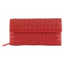 Bottega Veneta Intrecciato Nappa Continental Portemonnaie mit Knopf Rot