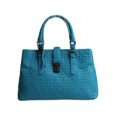 Bottega Veneta Roma Intrecciato Ledertasche Blau