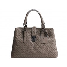 Bottega Veneta Roma Intrecciato Ledertasche Grau