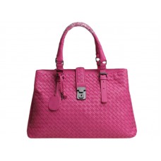 Bottega Veneta Roma Intrecciato Ledertasche Pink