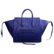 Celine Luggage Phantom Square Tote Bag Krokodilviolett