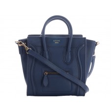 Celine Luggage Mini Tote aus dunkelblauem Kalbsleder
