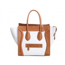 Celine Luggage Medium Tote aus Kalbsleder in Camel/Weiß