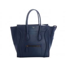 Celine Luggage Medium Tote aus dunkelblauem Kalbsleder