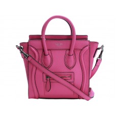 Celine Luggage Mini Tote aus Kalbsleder in fluoreszierendem Pink