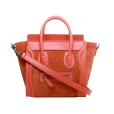 Celine Luggage Mini Tote in Kalbsleder Orange/Wildleder Orange