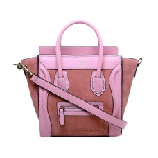 Celine Luggage Mini Tote aus Kalbsleder in Rosa/Wildleder