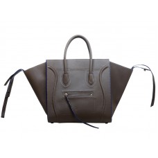 Celine Luggage Phantom Square Tote Bag, Grau mit blauem Besatz