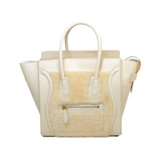 Celine Luggage Small Tote in Kalbsleder Creme/Wollcreme