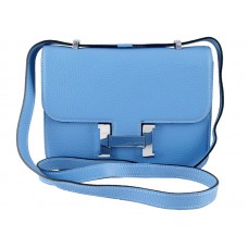 Hermès Constance 23 Schultertasche aus Togo-Leder, Blau