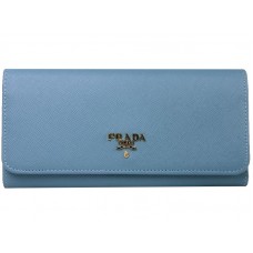Prada Saffiano Ledergeldbörse Hellblau