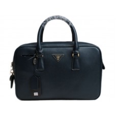 Prada Saffiano Kalbsleder-Henkeltasche Dunkelblau