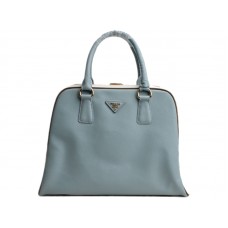 Prada Saffiano Framed Top Handle Bag Blau