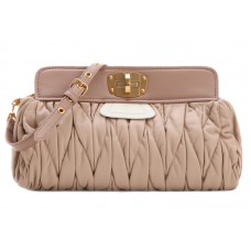 Miu Miu Matelassé Oversized Convertible Clutch Beige