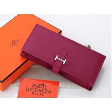 Hermes Epsom Original Kalbsleder Bearn Japonaise Zweifach gefaltet Violett Rot