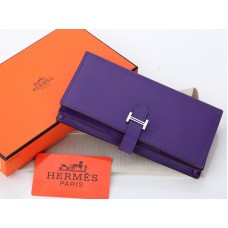 Hermès Epsom Original Kalbsleder Bearn Japonaise Bi-Fold Geldbörse Lila