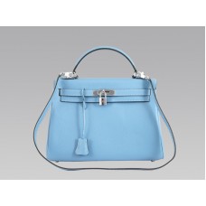Hermes Kelly 32cm Togo Leder Clemence Blue Jean