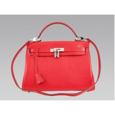 Hermes Kelly 32cm Togo Leder Clemence Rouge Vif